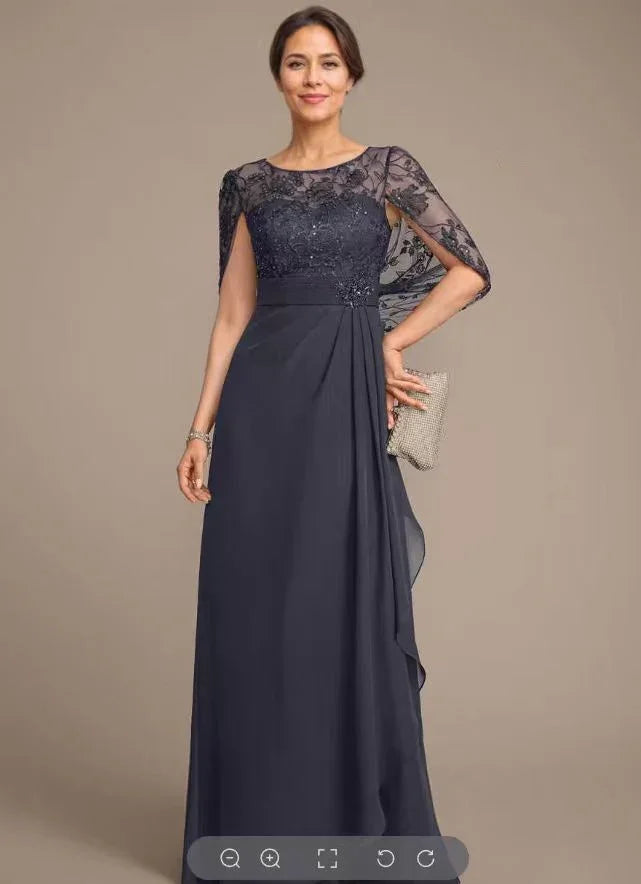 Vestido chal de encaje azul tibetano