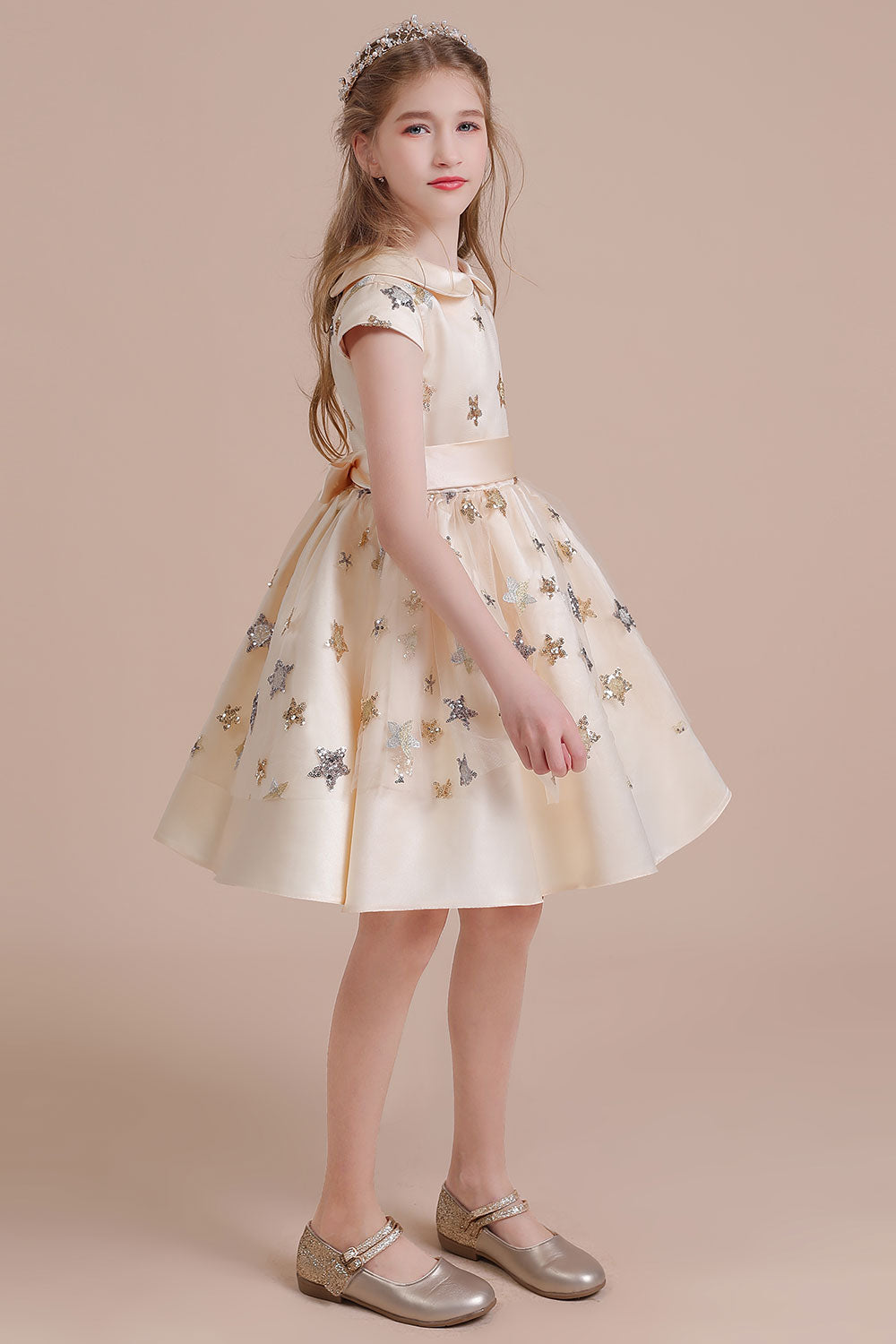BMbridal A-Line Cap Sleeve Star Sequins Tulle Flower Girl Dress Online