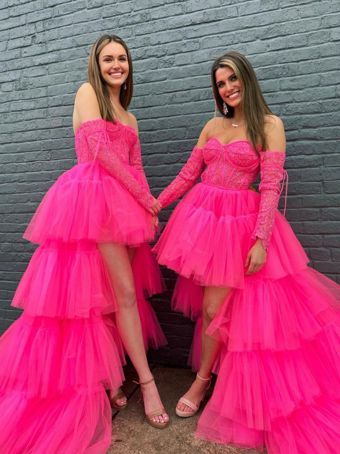 Robe de bal en tulle à volants, asymétrique, sans bretelles, coupe en A