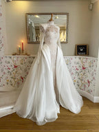 Custom Made Beading Lace Appliques Wide Strap Open Back Mermaid Wedding Dress