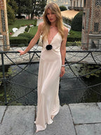 Robe longue TARUXY à décolleté profond en V pour femmes, sans manches et transparente, robe d'été longue, tenue de soirée pour fête ou club, dos nu sexy et élégant