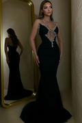 Spaghetti Strap Mermaid Prom Dress Beaded Long Gown With Custom Colors