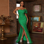 Sleeveless Elegant Sexy Long Sequined Backless Evening Dress Bridesmaid Dress