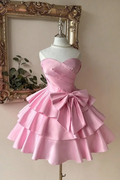 Strapless Sweetheart Sleeveless Short Prom Dress With Pleated Skirt