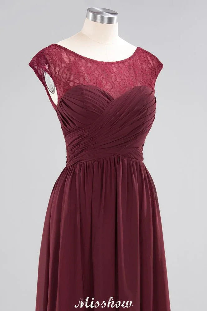 Abito lungo da sera a linea A con maniche a cappuccio in chiffon e tulle per festa di nozze
