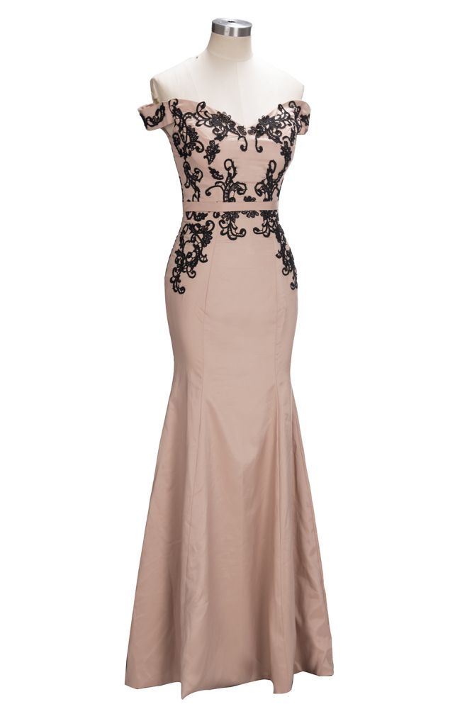 Cap Sleeves Mermaid Long Off-shoulder Applique Prom Dresses