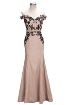 Cap Sleeves Mermaid Long Off-shoulder Applique Prom Dresses