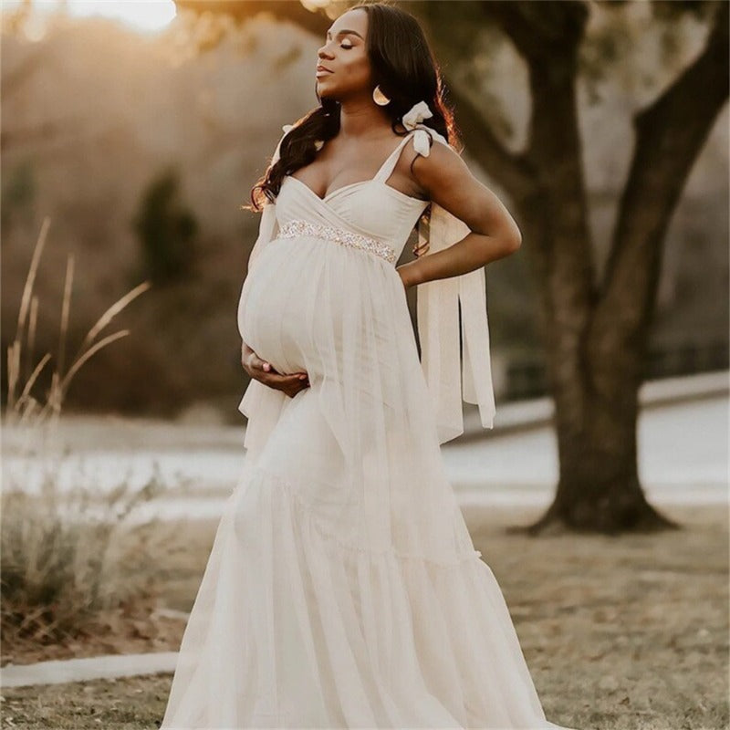 Satin maternity dress with bow maternity evening dress photo photo daily dress