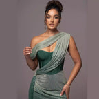 Solid Color Sleeveless Strapless Slit Prom Dress