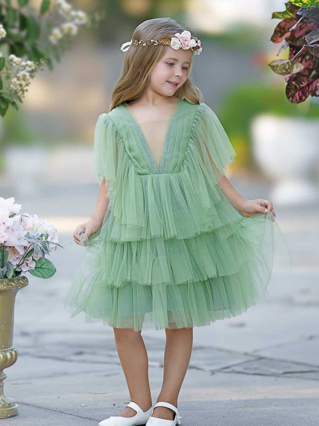 Elegant Ivory Tulle Fairy Flower Girl Dress For Toddler Girls