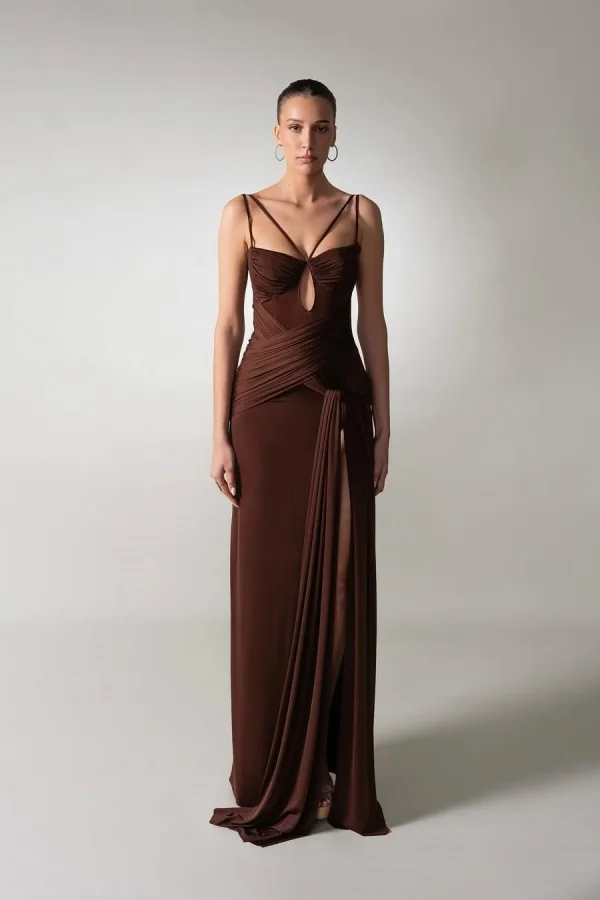 Custom Long Mermaid Prom Dress With Pleated Spaghetti Straps
