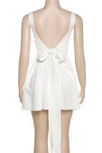 Abiti da Sera a Collo Quadrato con Fiocco e Schienale Interamente Scoperto, dal Design Dolce e Semplice