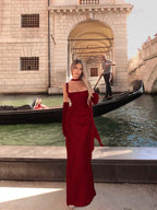 Custom Long Mermaid Prom Dress Spaghetti Strap Sleeveless With Gloves