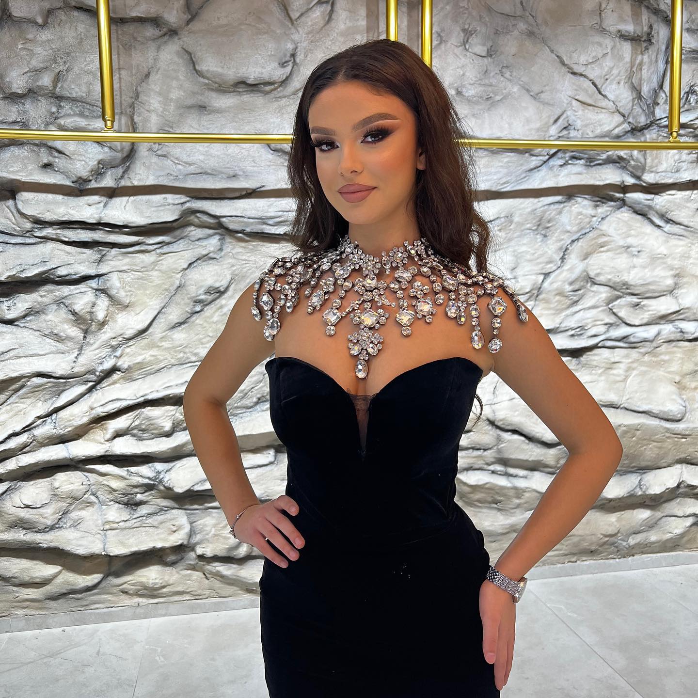 Vestido de Baile Preto Encantador, Comprimento Até ao Tornozelo, Sem Mangas, Decote em V, Estilo Sereia
