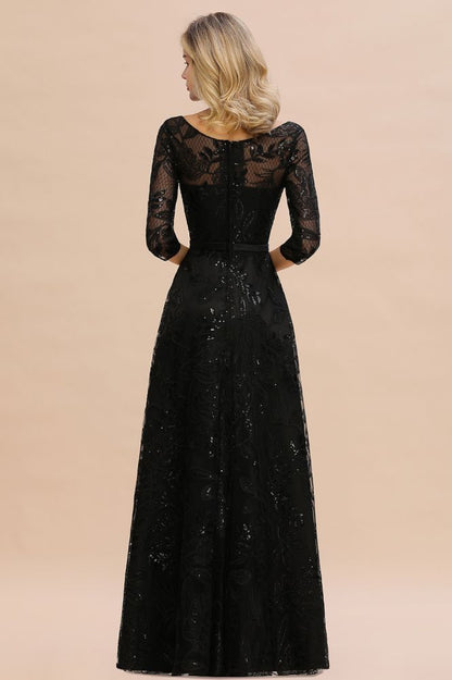 Charmantes schwarzes Halbarm Tüll Pailletten Abendkleid 20er Jahre Aline Ballkleid