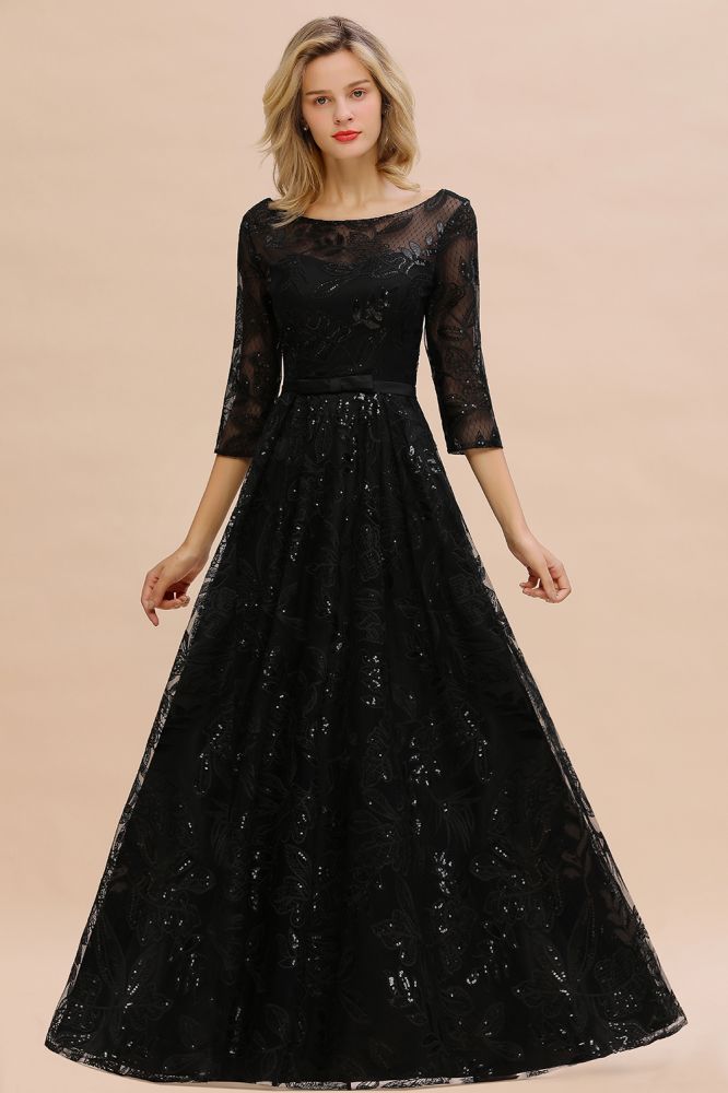Charmantes schwarzes Halbarm Tüll Pailletten Abendkleid 20er Jahre Aline Ballkleid