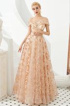 Incantevole abito principessa a linea A con spalle scoperte, gonna a ruota in tulle, abito da sera per festa, abito per quindicenne