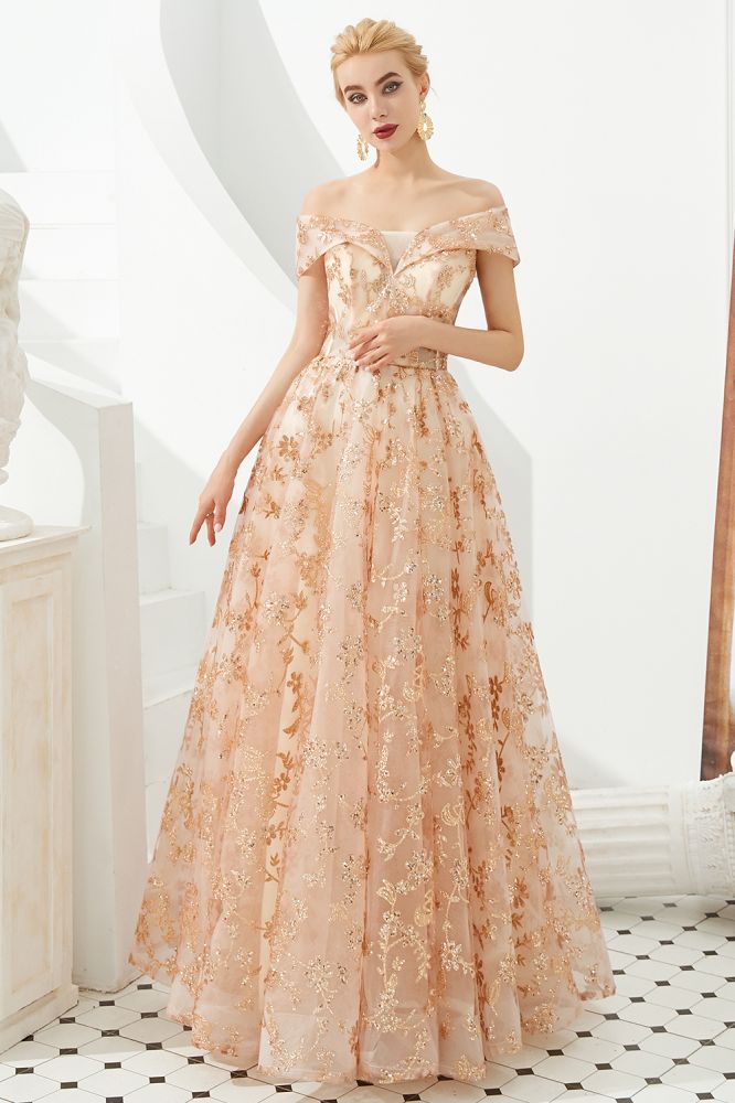 Incantevole abito principessa a linea A con spalle scoperte, gonna a ruota in tulle, abito da sera per festa, abito per quindicenne