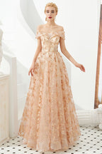 Incantevole abito principessa a linea A con spalle scoperte, gonna a ruota in tulle, abito da sera per festa, abito per quindicenne
