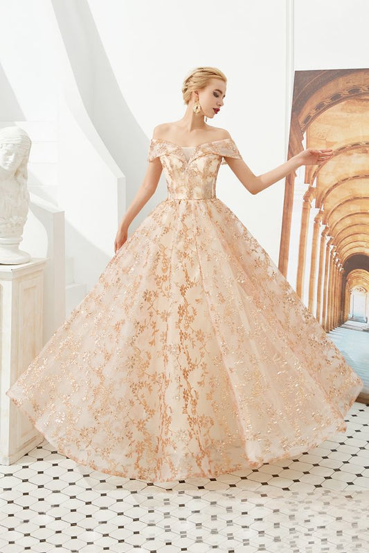 Encantador vestido de princesa Aline con hombros descubiertos, vestido de fiesta de noche con vuelo de tul, vestido de quinceañera