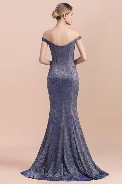Charmantes schulterfreies, helles Meerjungfrauen-Abend-Maxikleid aus Seide, bodenlanges, schmales Ball- und Partykleid