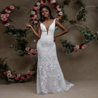 Charming Portrait Sleeveless Lace Mermaid Wedding Dress