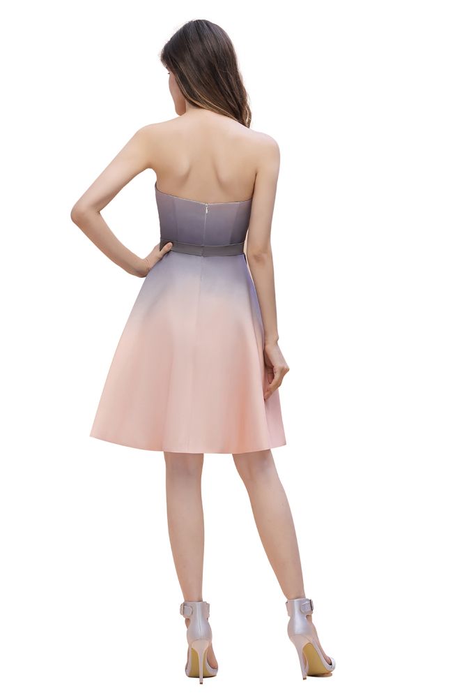 Vestido de fiesta corto con escote en forma de corazón y degradado