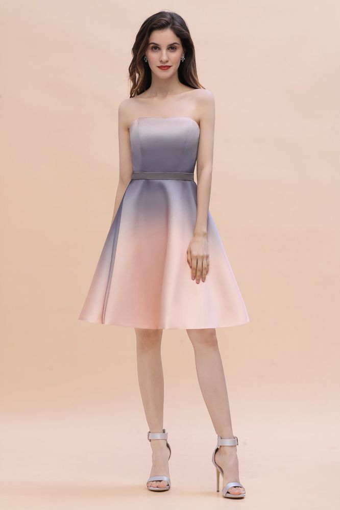 Vestido de fiesta corto con escote en forma de corazón y degradado