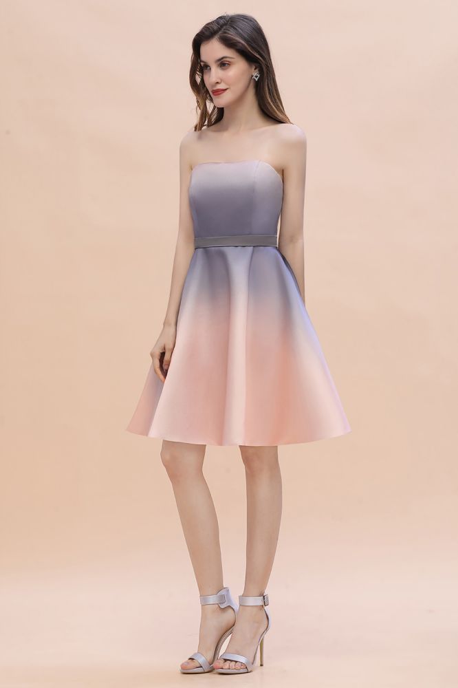 Charmantes kurzes A-Linien-Heimkehrkleid mit Herzausschnitt und Farbverlauf