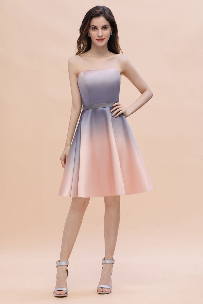 Vestido de fiesta corto con escote en forma de corazón y degradado