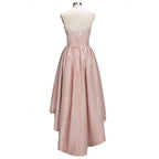 Robe de bal d'accueil charmante en dentelle à ourlet asymétrique, dorée, sans manches, courte, pour fête avec appliques