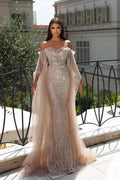 Vestido de Baile Comprido Elegante com Decote Coração, Cauda de Sereia, Lantejoulas e Renda