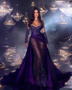 Schickes bodenlanges, ärmelloses Satin-Ballkleid mit Herzausschnitt und Rüschen