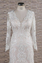 Vestidos de novia elegantes de sirena con apliques de manga larga 