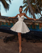 Chic Short A-line Off-the-shoulder Lace Wedding Dress