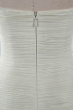 Ivory Strapless Sweetheart Wedding Dress Tulle Mermaid Gown With Feathers
