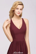 Robes de demoiselle d'honneur en dentelle chiffonnée, coupe évasée | Robes longues sans manches à col en V pour demoiselle d'honneur