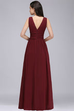Chiffon V-Neck Floor-length A-line Evening Dresses