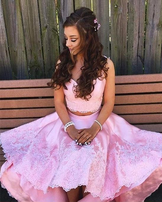 Classic High Low A-line Two Piece Prom Dress