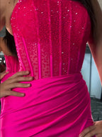 Cosmo | Vestidos Longos de Baile em Cetim Azul com Decote Redondo Estilo Sereia