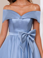 Sleeveless Off The Shoulder Mother Of The Bride Dress With Pockets Ankle Length