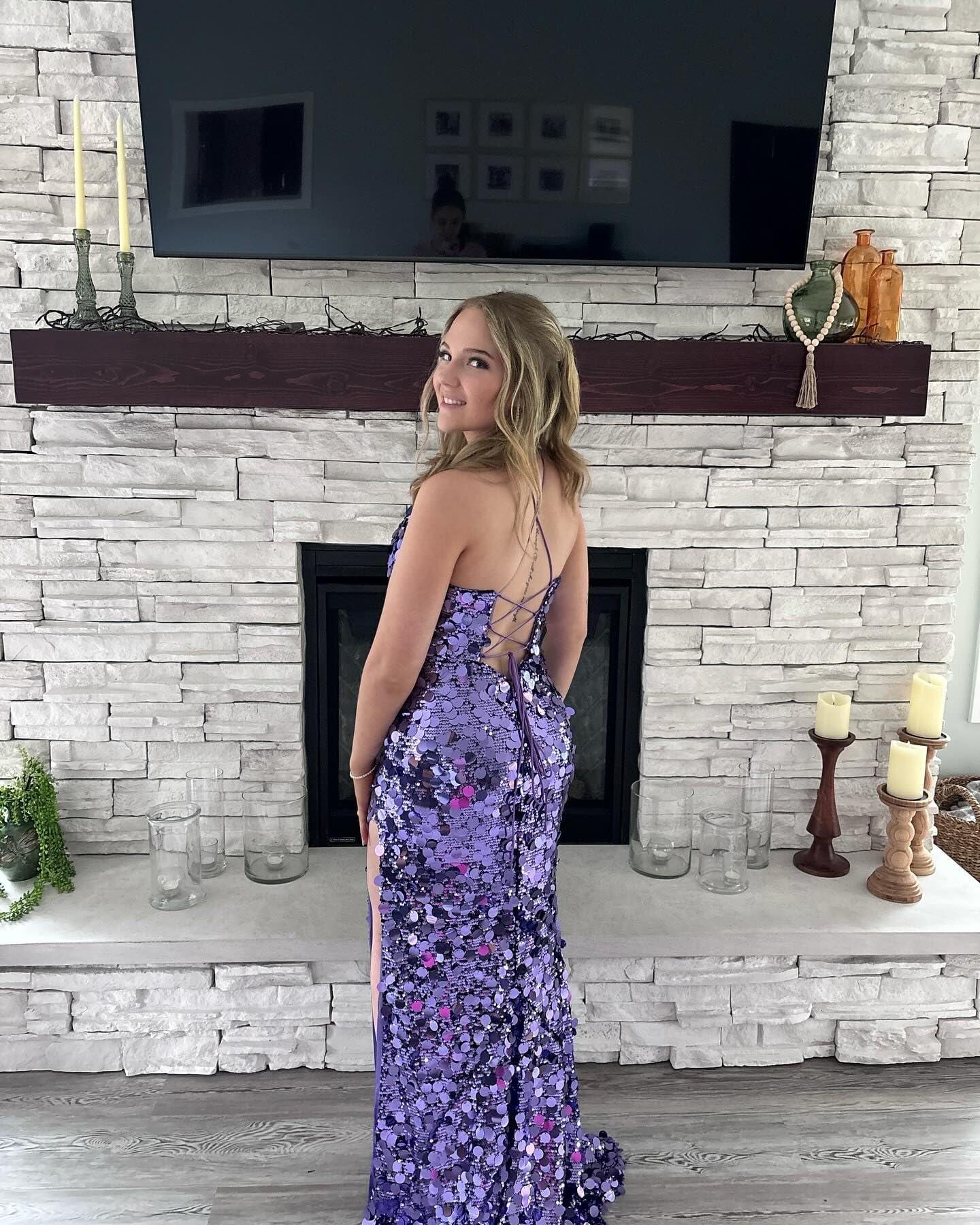 Vestido de Baile Único com Corpete, Vestido Longo de Lantejoulas VMP191