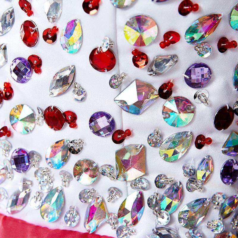 Abito da festa in chiffon a linea ad A con una spalla e cristalli