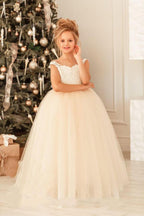 Ball Gown Flower Girl Dress With Jewel Neckline And Appliques