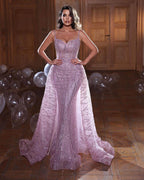 Long Sweetheart Spaghetti Straps Tulle Lace Mermaid Prom Dress