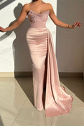 Dusty Pink Long Mermaid Prom Dress With Sweetheart Neckline And Ruffles