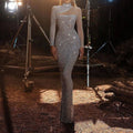 Hollow Sequin Backless Slim Fit Prom Dress