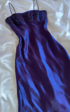 Superbe robe de bal longue en satin violet coupe trapèze robe de soirée formelle Y7510