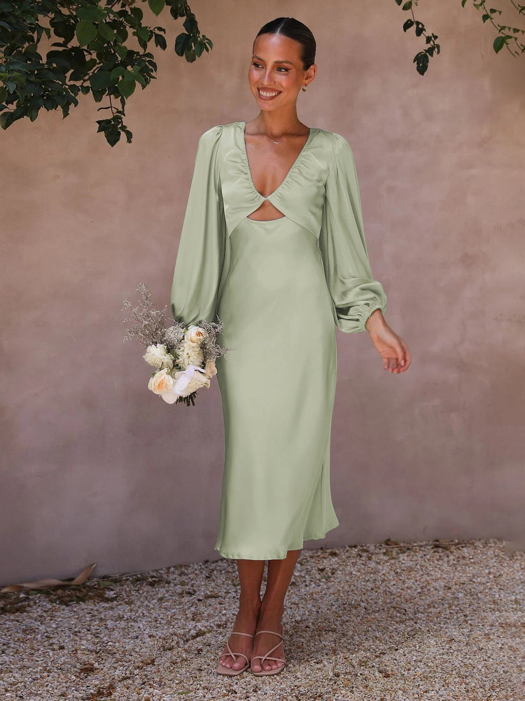 Dress High-Grade Satin Lace-up Backless Bridesmaid Dress Elegant Women's Dress Evening Dress Dress