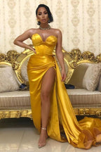 Abito bordeaux romantico da innamorata senza spalline con splendida spacco laterale
